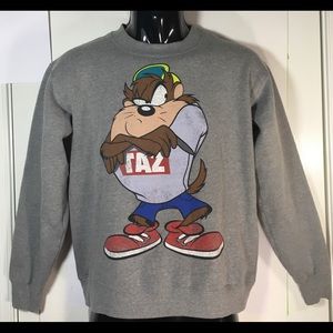 Vintage Looney Tunes Taz Gray Sweatshirt Mens SZ S